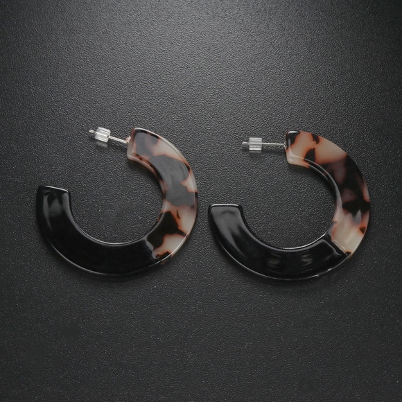Color Block Leopard Acrylic Tortoise Shell Earring - Picture 5 of 6